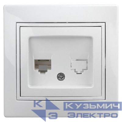 Розетка компьютерная 1-м СП Plano 1-303-01 RJ45 IP20 бел. Intro Б0027621