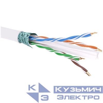 Кабель витая пара экранир. F/UTP кат.6 4 пары для одиночной прокладки ПВХ цвет внешн. оболочки белый катушка (уп.305м) DKC RN6FUKPVWH