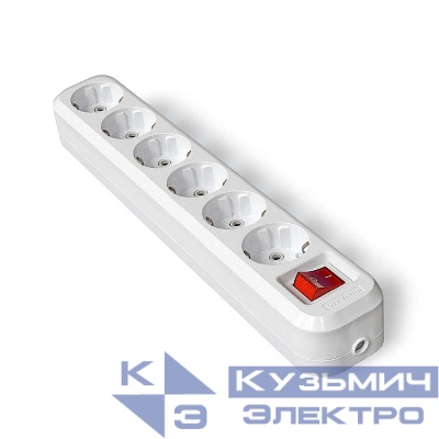 Колодка удлинителя 6-м с заземл. с выкл. АБС-пластик еврослот UNIVersal S306
