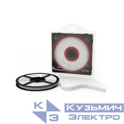 Лента светодиодная Black 2835/60-SMD 4.8Вт/м красн. IP20 210лм/м 12В (блист.5м) GAUSS 312000705