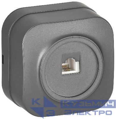 Розетка телефонная ОП RJ11 GLORY РТ20-ХСм сталь матов. IEK ETH10-K46M