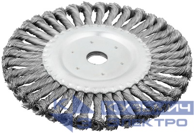 Корщетка-колесо посадочный диаметр 22.2мм стальная витая проволока 200мм FIT 39109