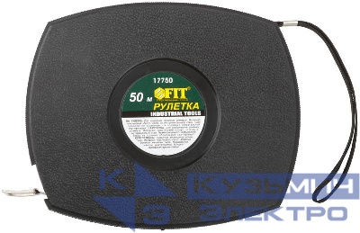 Рулетка 50м стальная лента закрытый корпус пластик. черн. FIT 17750