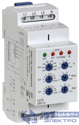 Реле фаз ORF-10 3ф 2 конт. 127-265В AC с контр. нейтр. ONI ORF-10-127-265VAC