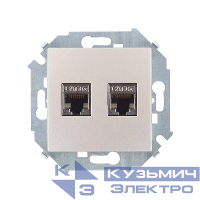 Розетка компьютерная 2-м Simon 15 RJ45 кат.6A AMP FTP механизм шампань Simon 1591564-034