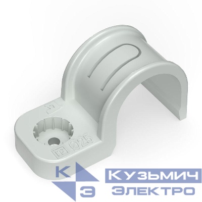 Крепеж-скоба односторонняя d25мм для прямого монтажа атмосф. пластик. в п/э сер. (уп.50шт) Промрукав PR13.0370