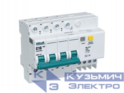 Выключатель автоматический дифференциального тока 4п C 16А 30мА тип AC 4.5кА ДИФ-101 DEKraft 15020DEK