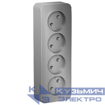 Розетка 4-м ОП Blanca 16А IP20 250В без заземл. без защ. шторок с изолир. пластиной алюм. SE BLNRA000413