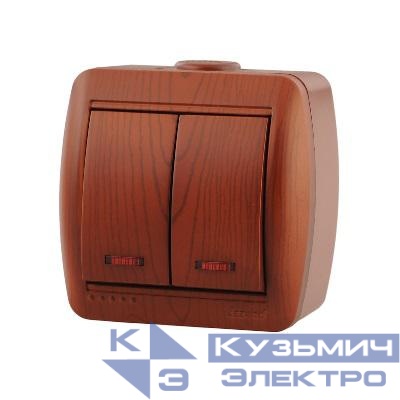 Переключатель проходной 2-кл. Nata вишня LEZARD 710-0600-106