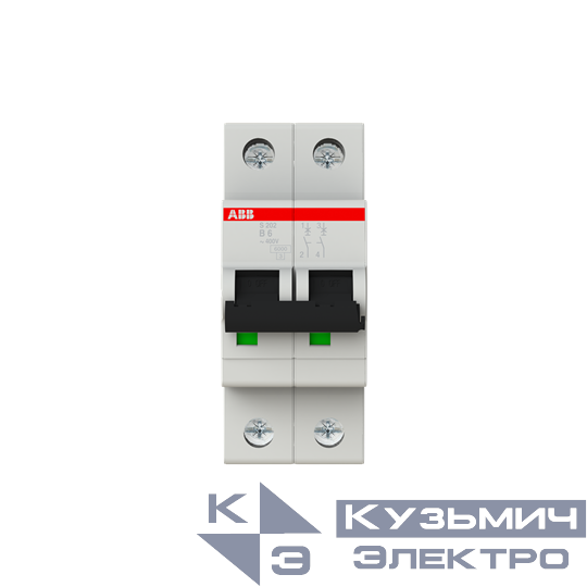S202 B6  6кА  Автоматический выключатель 2-полюсный 2CDS252001R0065