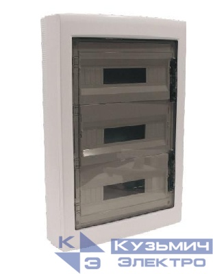 Корпус щита распределительного для модульного оборудования 54M(18х3) навесной прозр. затемненная дверца Cetinkaya Pano CP30954