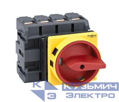 Выключатель-разъединитель 4п 100А IP20 с красн. рукоят. на дверцу 4 винтами с замком SE MSD100410R