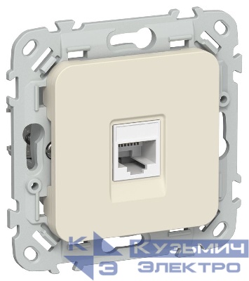 Розетка компьютерная СП FLITE РК5е-1-0-ФлСл RJ45 кат.5E UTP механизм сливочный IEK FI-K12-1-K86