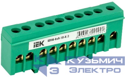 Шина PE "земля" в корп. изол. на DIN-рейку ШНИ-6х9-10-К-З IEK YNN10-69-10KD-K06