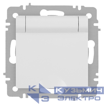 Розетка 1-м СП Accent 6-203-01М 16А IP20 250В 2P+E Schuko с крышкой бел. матов. Intro Б0063713