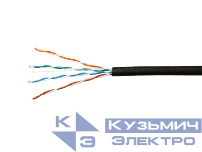 Кабель Skynet Premium UTP4 cat.5е, одножильный, 305м, Cu, Проходит Fluke тест, для наружных работ, черный