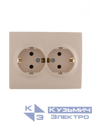 Розетка 2-м СП Karina с заземл. термопласт крем. LEZARD 707-0300-127B