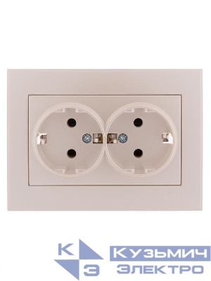 Розетка 2-м СП Rain с заземл. керамика жемчуж./бел. перламутр. LEZARD 703-3030-127