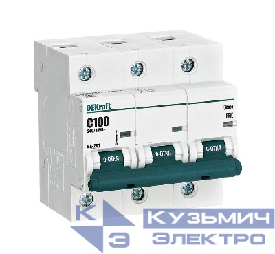 Выключатель автоматический модульный 3п C 100А 10кА ВА-201 DEKraft 13009DEK
