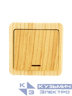 Выключатель 1-кл. 1п ОП Viola 10А IP20 с подсветкой беленый дуб LEZARD 751-5200-111