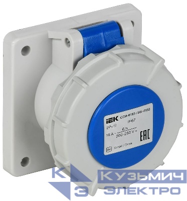Розетка встраиваемая прямая ССИ-6132 16А 3п 2P+PE 6ч 220В IP67 IEK PSR61-016-3-0-67