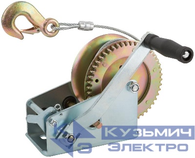 Лебедка шестеренчатая (двойная шестеренка) стальной трос 9.5мх5мм 1000кг FIT 64652