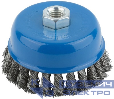 Корщетка тип "чашка" гайка М14 стальная витая проволока 100мм MOS 38953М