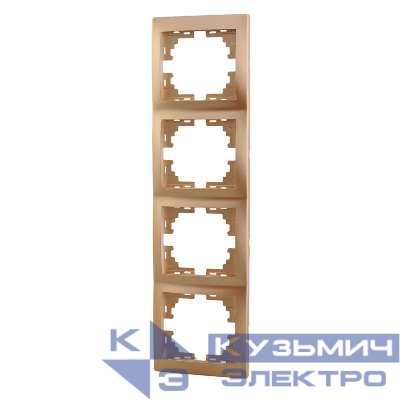 Рамка 4-м Mira вертикал. без вставки зол. метал. LEZARD 701-1300-154