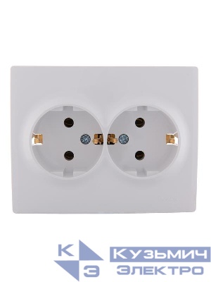 Розетка 2-м СП Karina с заземл. термопласт бел. LEZARD 707-0200-127B