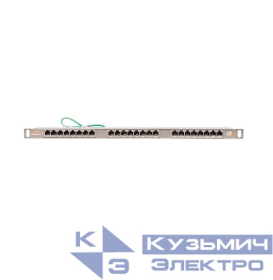 Патч-панель 19дюйм 0.5U 24 порта кат.6 (класс E) 250МГц RJ45/8P8C 110/KRONE T568A/B полный экран с органайзером метал. NIKOMAX NMC-RP24SE2-HU-MT
