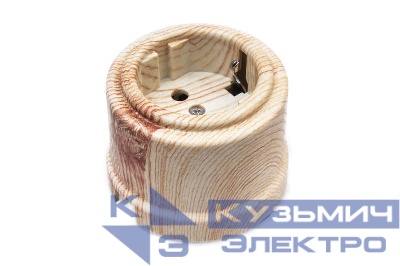 Розетка 1-м ОП Лизетта 16А IP20 ретро с заземл. ABS-пластик карельская сосна Bironi B1-101-13