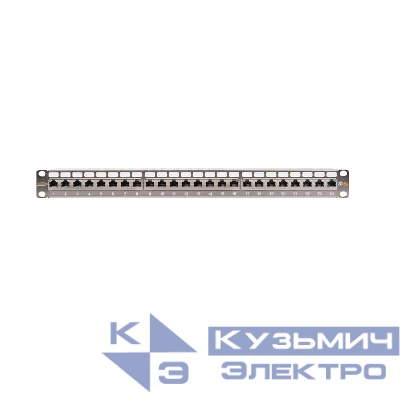 Патч-панель 19дюйм 1U 24 порта кат.6a (класс Ea) 500МГц RJ45/8P8C 110/KRONE T568B полный экран с органайзером метал. NIKOMAX NMC-RP24SA2-1U-MT