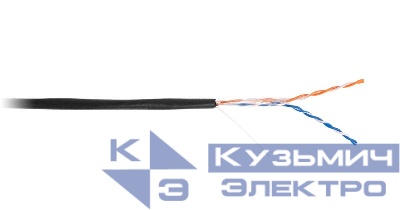 Кабель U/UTP кат.5 (класс D) 2 пары 100МГц ОЖ BC чистая медь внешн.PE до -40град.C черн. (305м) NETLAN EC-UU002-5-PE-BK