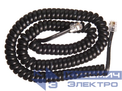 Шнур телефонный витой (4р4с) 4,5 метра / черный, NETKO Optima