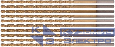 Сверло HSS по металлу удлиненные титановое покрытие 2.5х95мм (уп.10шт) FIT 34225
