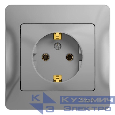Розетка 1-м СП Glossa 16А IP20 с заземл. в сборе алюм. SE GSL000342