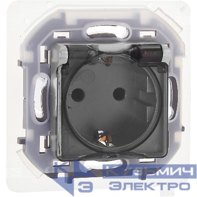 Розетка 1-м СП Inspiria 16А IP44 250В 2P+E защ. шторки с крышкой немецк. стандарт механизм алюм. IEK 673742