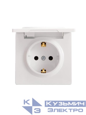 Розетка 1-м ОП LETO с заземл. с крышкой LETO ПБТ бел. LEZARD 752-0200-123B