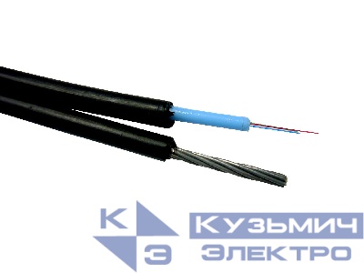 Кабель волоконно-оптический 4 (SМ - 9/125), тип ОПЦ, наружный с тросом, черный