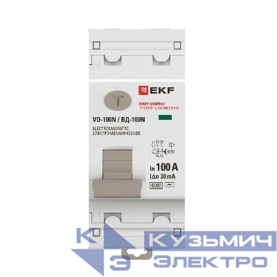 Выключатель дифференциального тока 2п 100А 30мА тип AC 6кА ВД-100N электромех. PROxima EKF E1026M10030