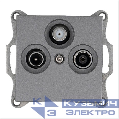 Розетка телевизионная оконечная TV + FM + SAT 3-м Ф9.5мм механизм алюм. Jasmart G6206S