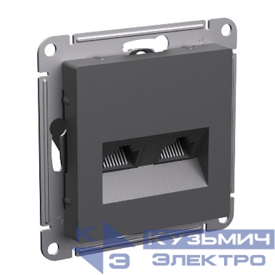 Розетка компьютерная 2-м AtlasDesign RJ45+RJ45 кат.5E механизм базальт SE ATN001485