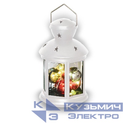 Фонарь ULD-L1220-010/DTB/RGB WHITE со светодиод. гирляндой внутри на батарейке (не в компл.) 10 светодиод. RGB свет режим мигания Uniel UL-00005490