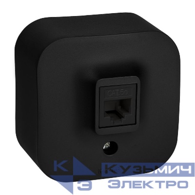 Розетка компьютерная 1-м ОП Quteo RJ45 кат.5E UTP черн. матов. IEK 782480