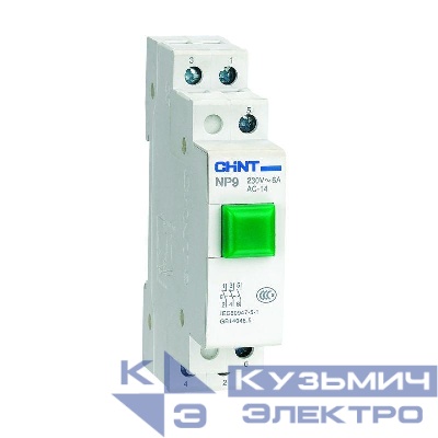 Кнопка модульная NP9-22/1 без подсветки 2НО+2НЗ зел. (R) CHINT 584074