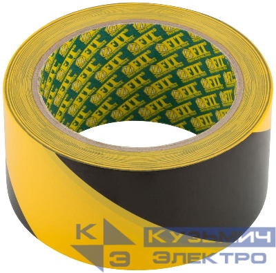 Лента разметочная клейкая 50ммх25м черн.-желт. FIT 11859