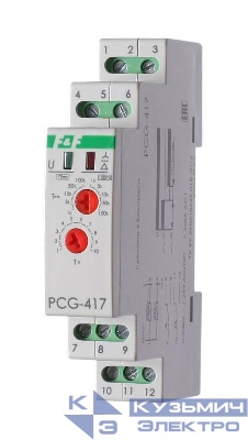 Реле времени PCG-417 2х8А 230В 2НО IP20 звезда-треугольник для пуска электродвиг. монтаж на DIN-рейке F&F EA02.001.020