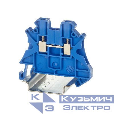 Клемма проходная винтовой зажим 2 точки подключения 2.5кв.мм син. DKC TUR-2.5-BU