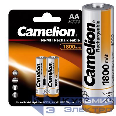 Аккумулятор AA/R6 1800мА.ч NI-MN BP-2 металлик (блист.2шт) Camelion 3001