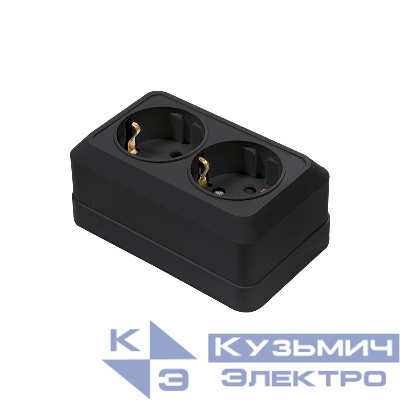 Розетка 2-м BOLLETO с заземл. накладная черн. 7128B IN HOME 4690612061061